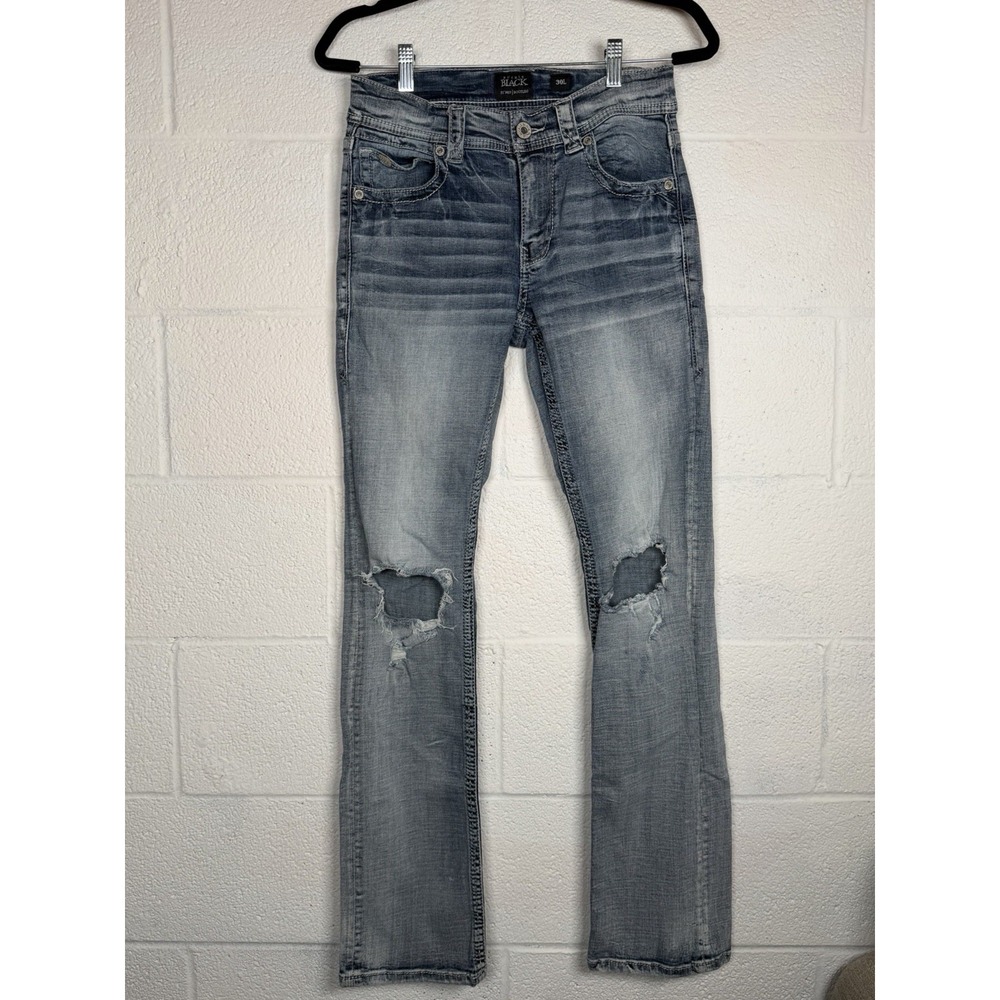 Buckle Black Fit No.3 Bootleg Jeans Women's 30L /30x32 Light Wash Distressed Y2K